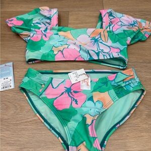 Cat & Jack Kids Bikini - Green and Pink Floral